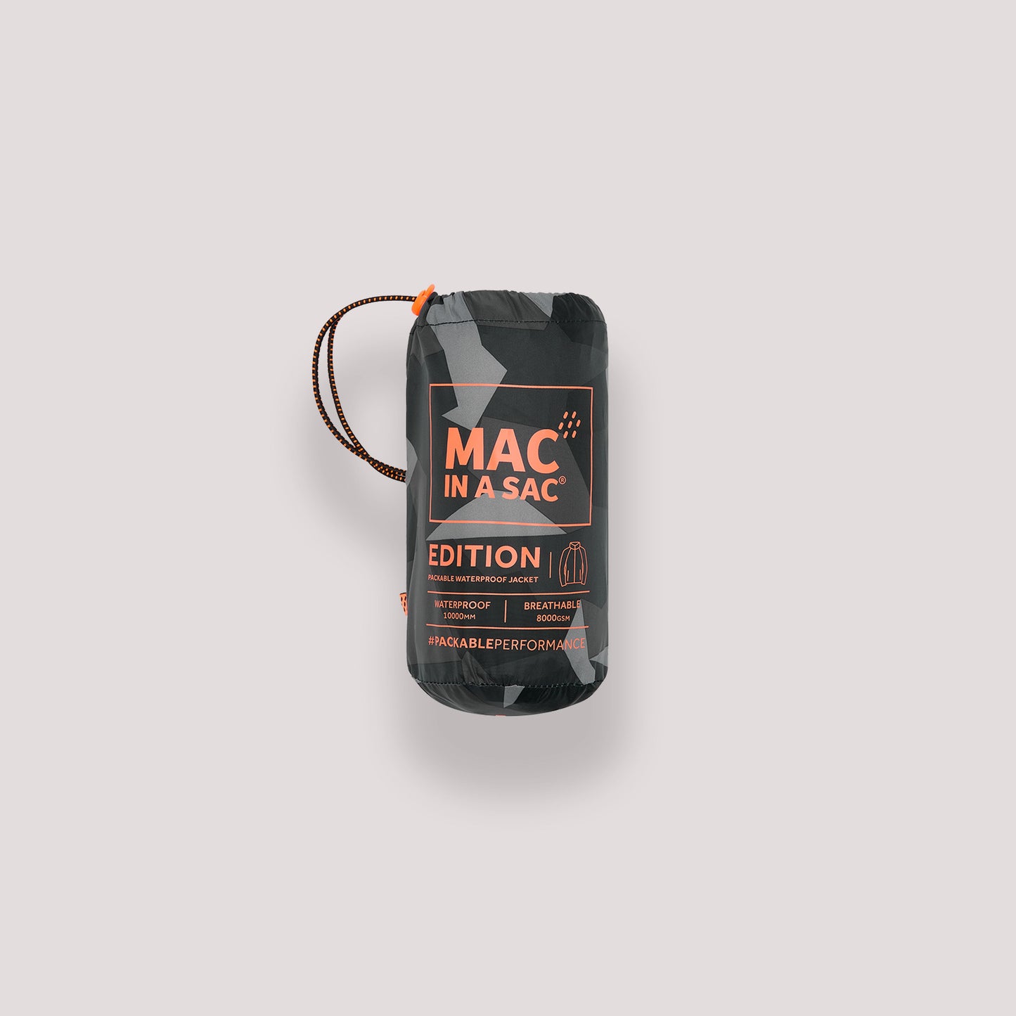 Origin Packable Waterproof Jacket - Black Camo Tonal Zip