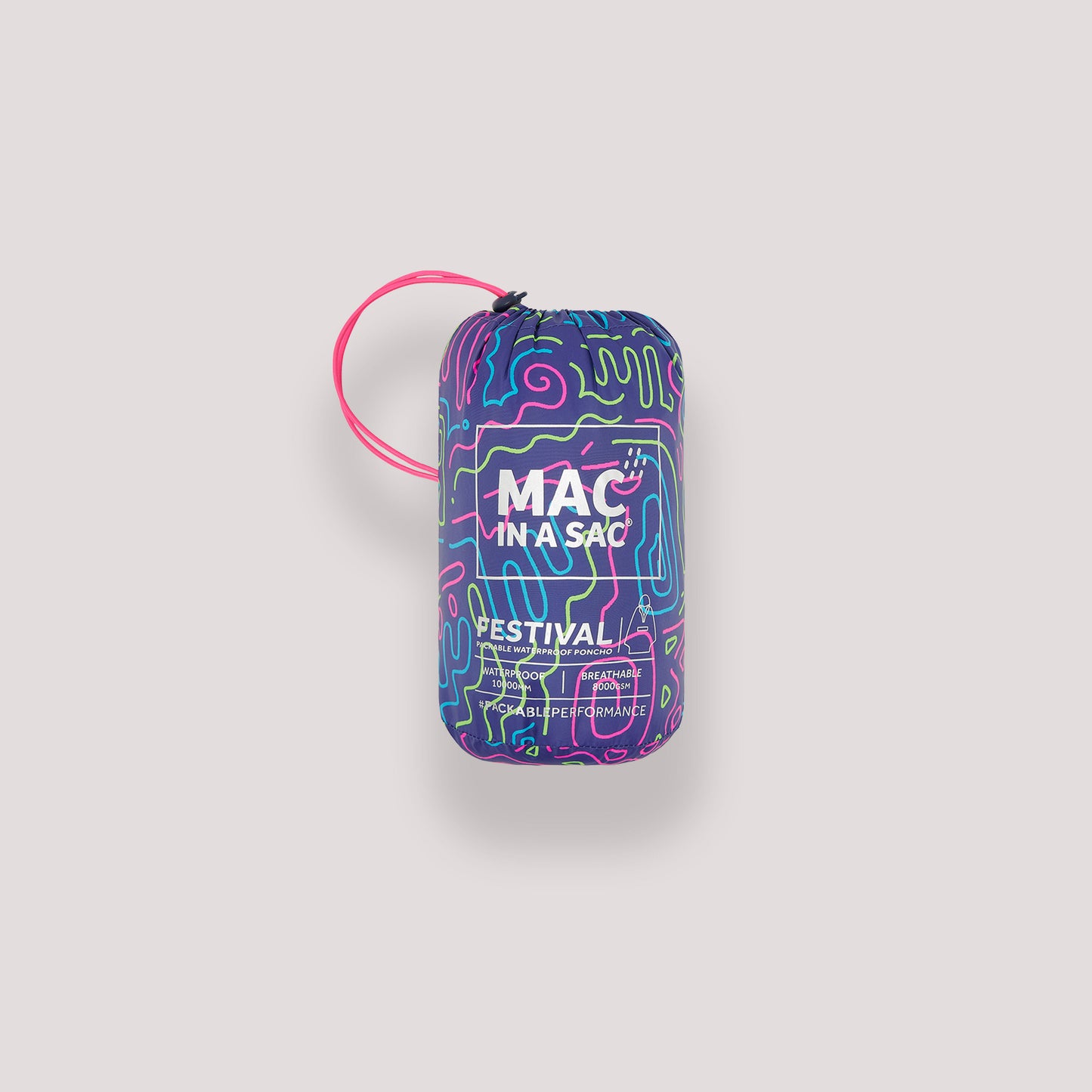 Poncho Packable Waterproof Cape - Neon Jazz