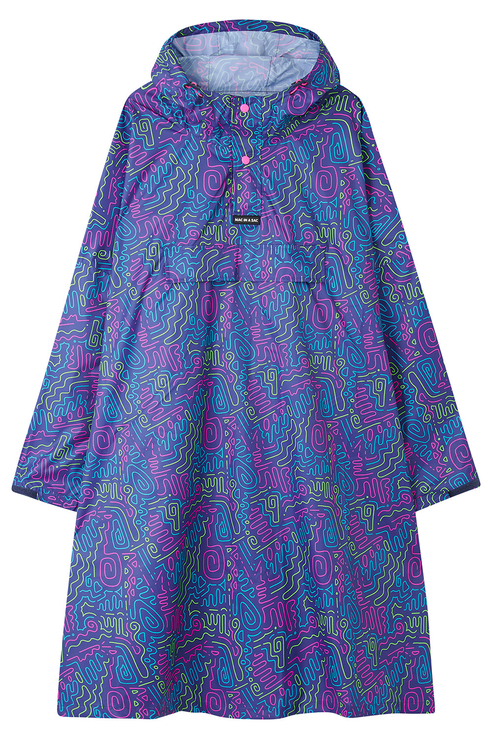 Poncho Packable Waterproof Cape - Neon Jazz
