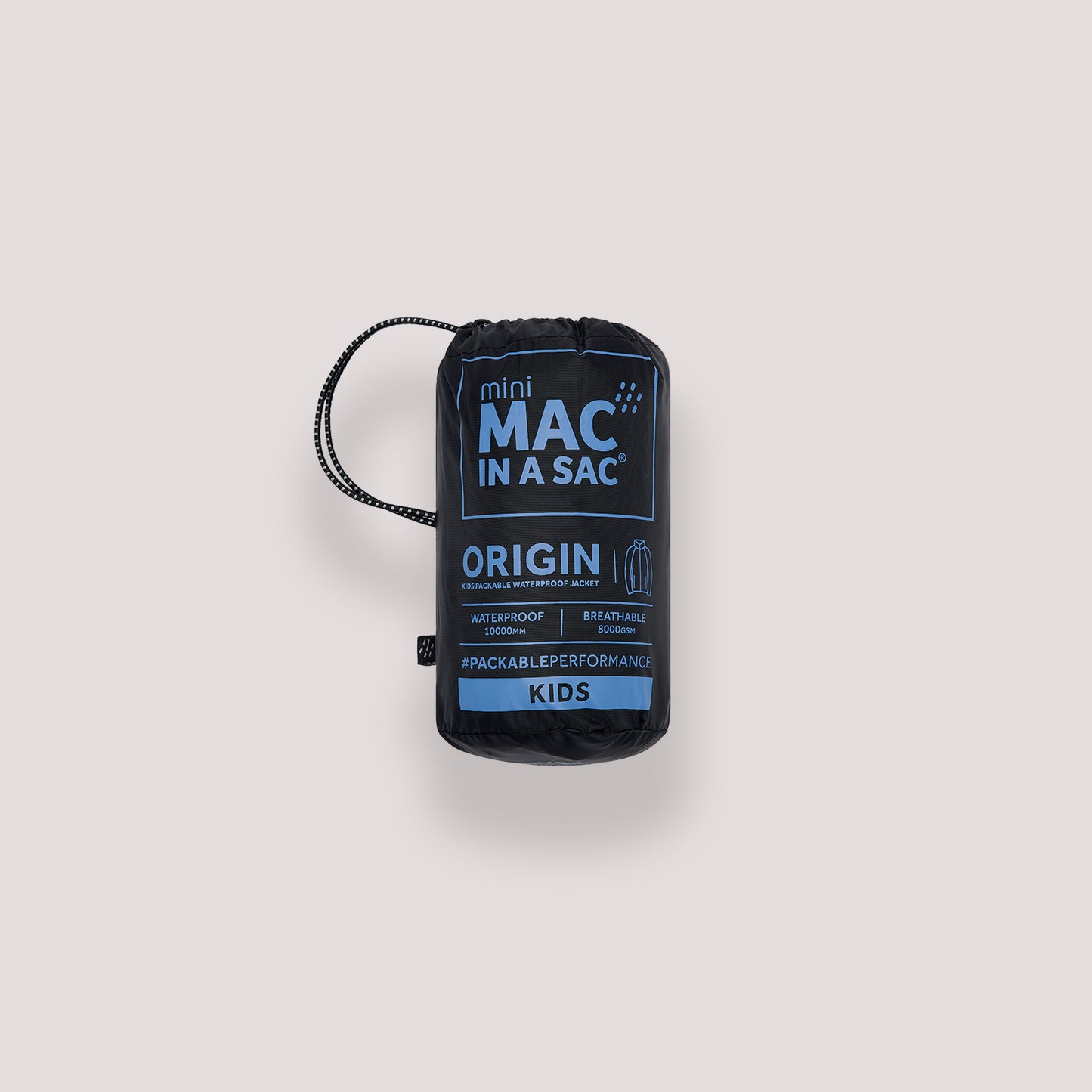 Origin Mini Packable Waterproof Kids Jacket - Black