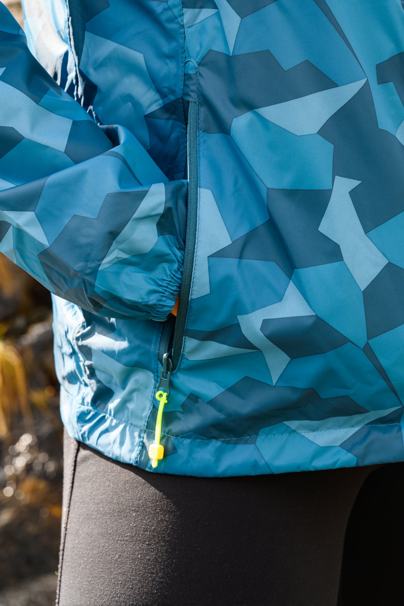 Origin Packable Waterproof Jacket - Teal Camo Tonal Zip