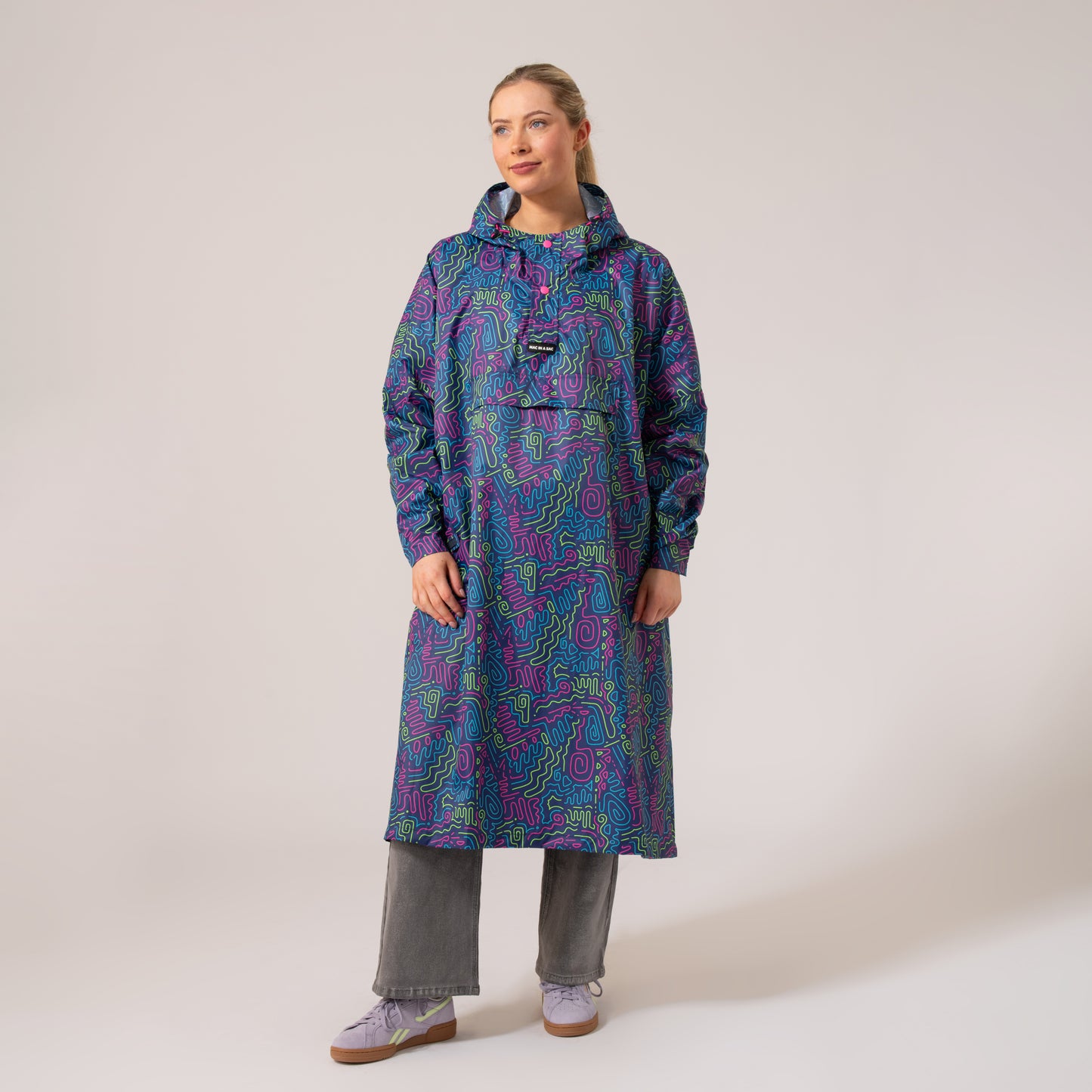 Poncho Packable Waterproof Cape - Neon Jazz
