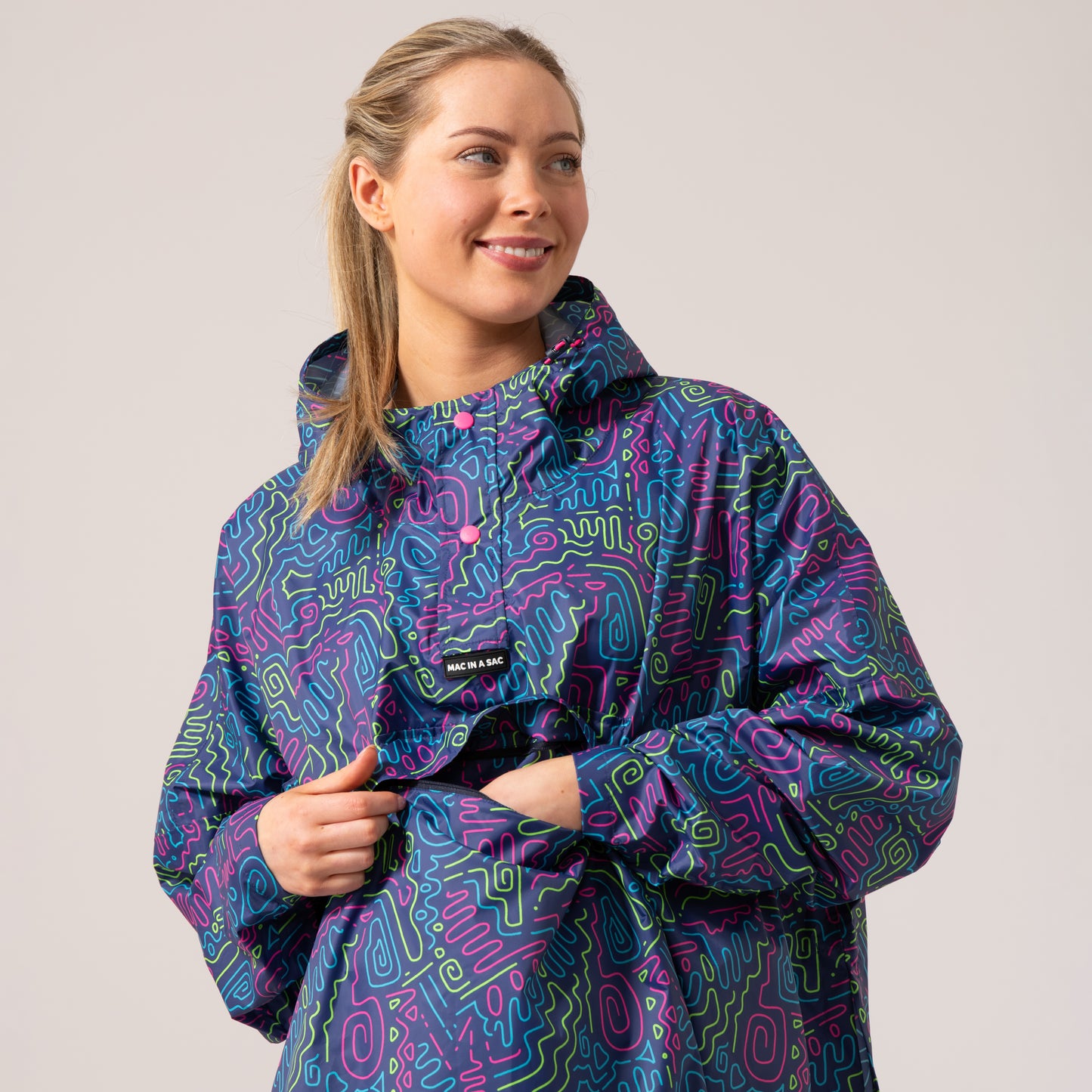 Poncho Packable Waterproof Cape - Neon Jazz