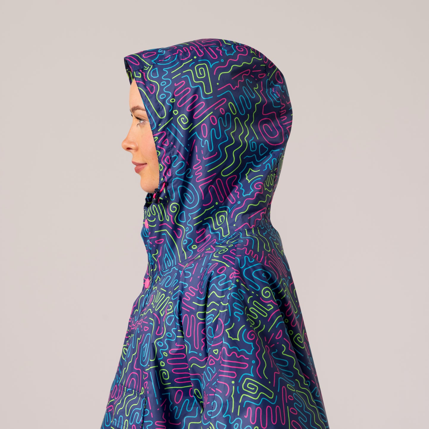 Poncho Packable Waterproof Cape - Neon Jazz