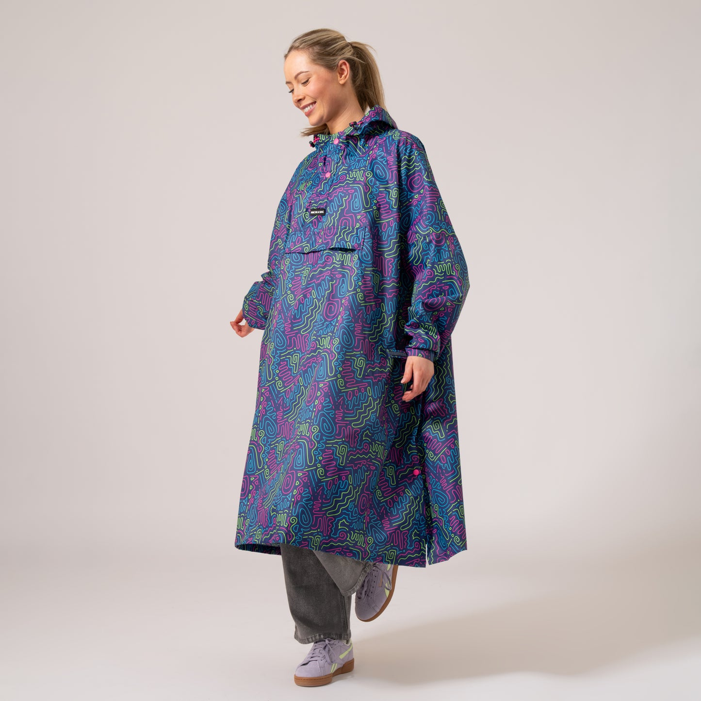 Poncho Packable Waterproof Cape - Neon Jazz
