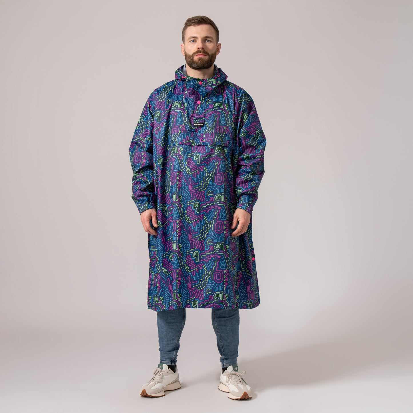 Poncho Packable Waterproof Cape - Neon Jazz