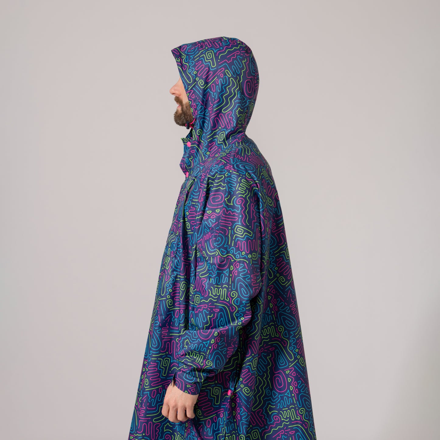 Poncho Packable Waterproof Cape - Neon Jazz