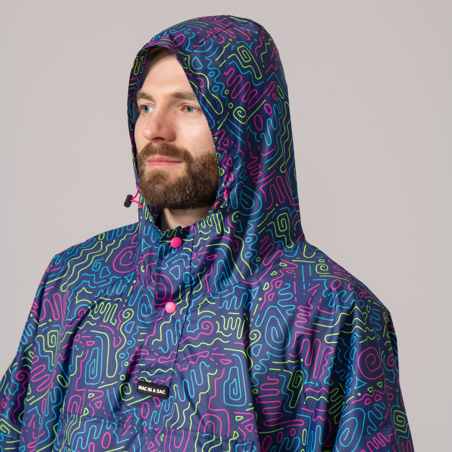 Poncho Packable Waterproof Cape - Neon Jazz