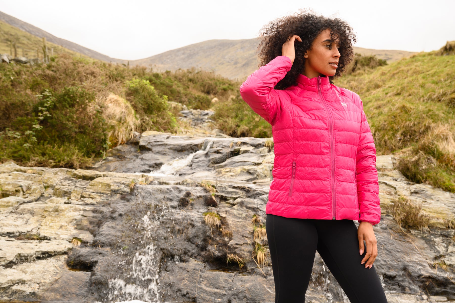 Polar - Packable Women's Down Jacket - Pink Navy