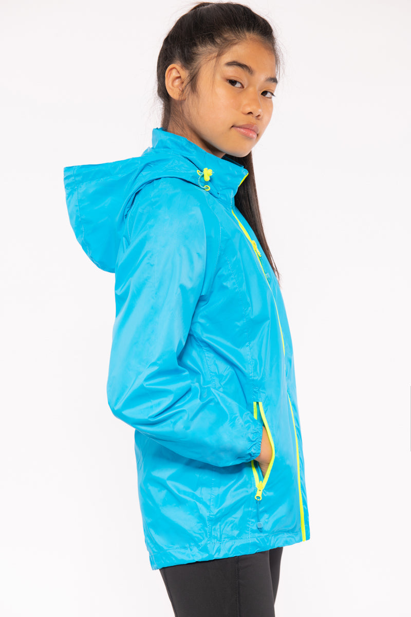 Origin Mini Packable Waterproof Kids Jacket - Neon Blue
