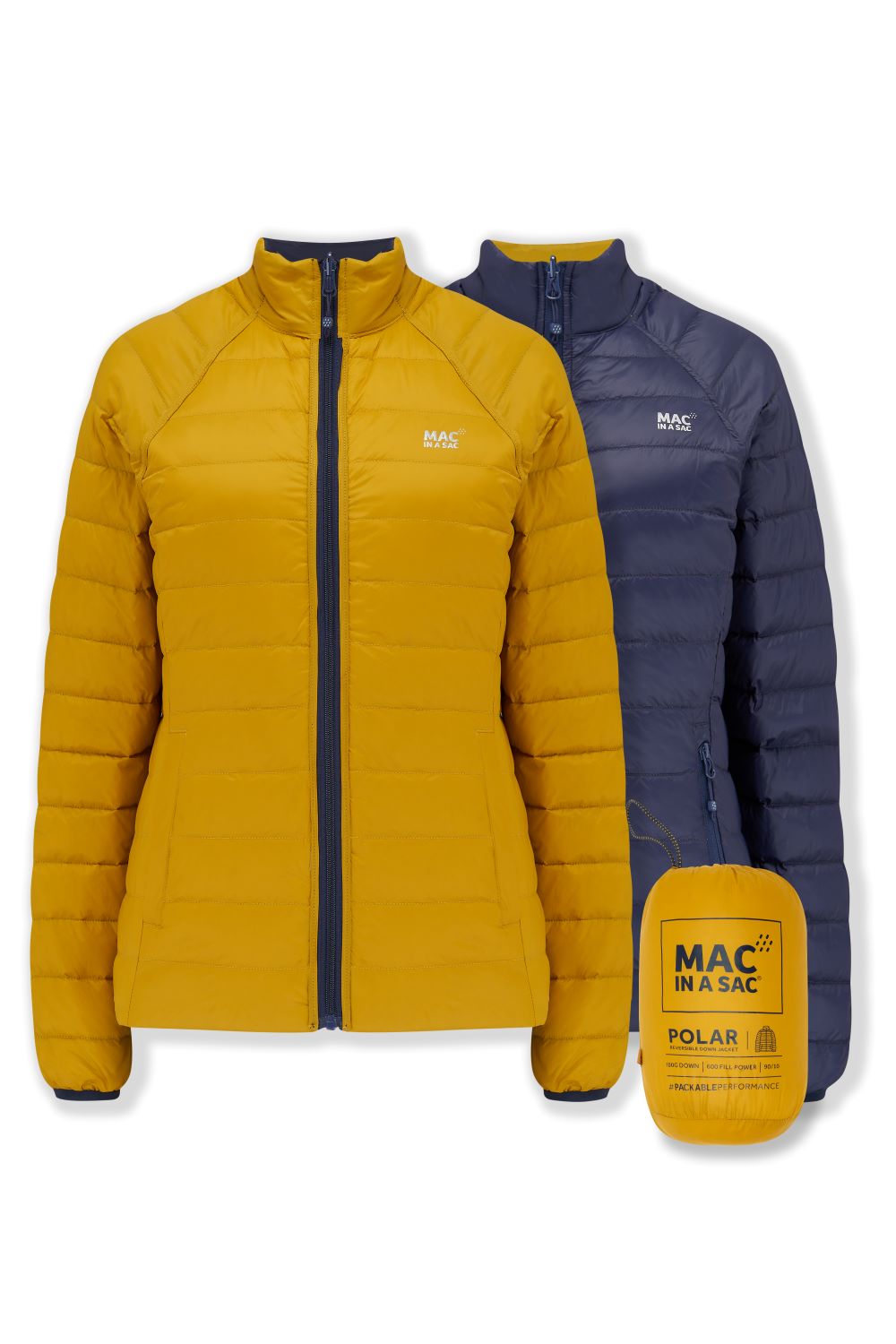 Polar - Packable Women's Down Jacket - Navy Mustard