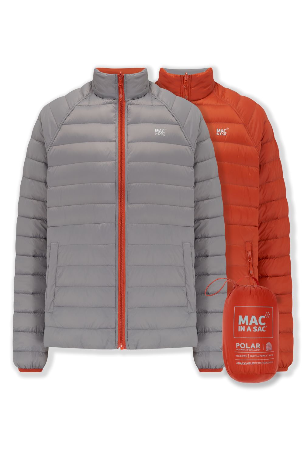 Polar - Packable Men's Down Jacket - Burnt Orange Grey