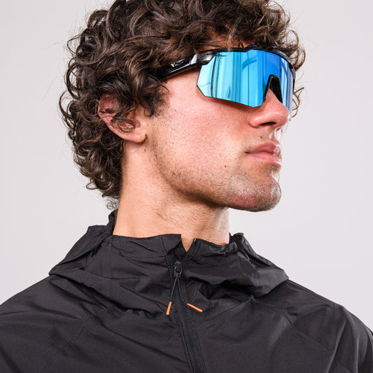 Apex Sunglasses -  Shiny Black/Ice Blue Mirror Lens