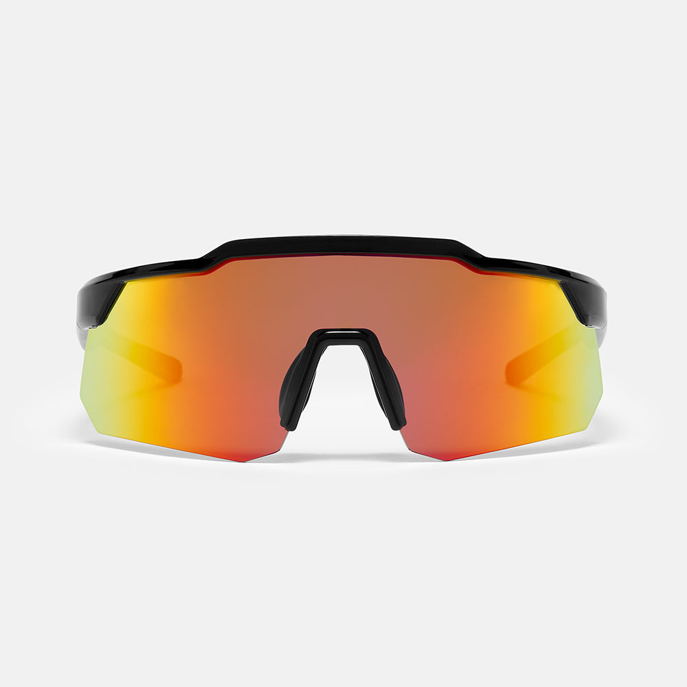 Apex Sunglasses -  Shiny Black/Orange Chrome Lens