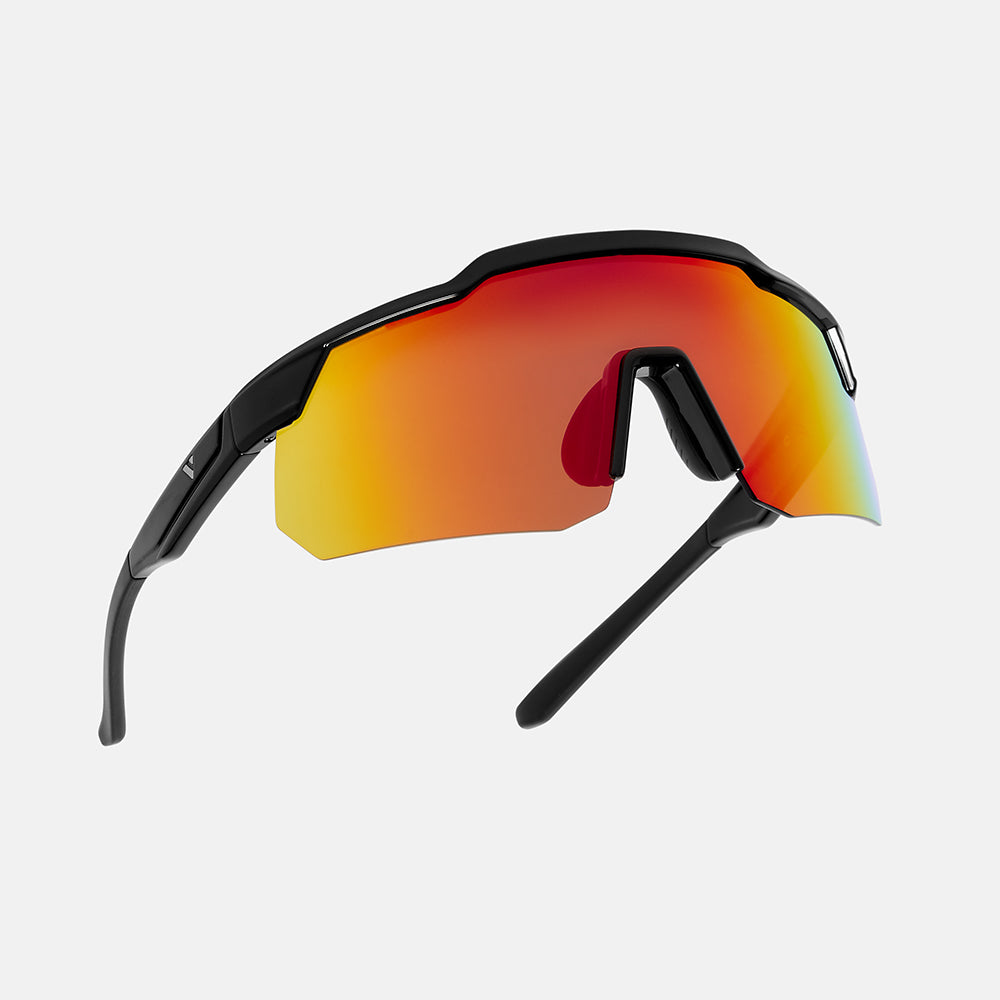 Apex Sunglasses -  Shiny Black/Orange Chrome Lens