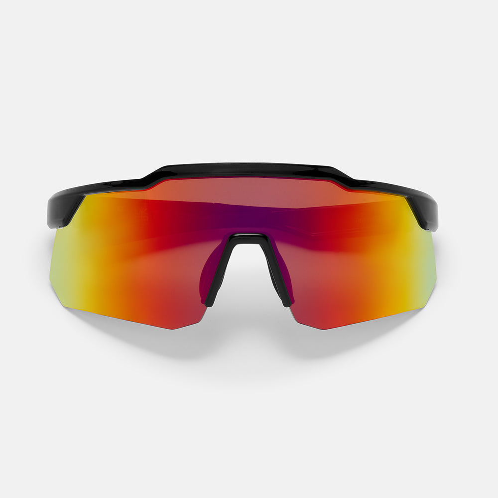 Apex Sunglasses -  Shiny Black/Orange Chrome Lens