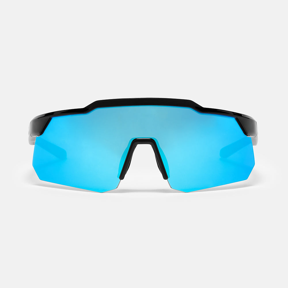 Apex Sunglasses -  Shiny Black/Ice Blue Mirror Lens