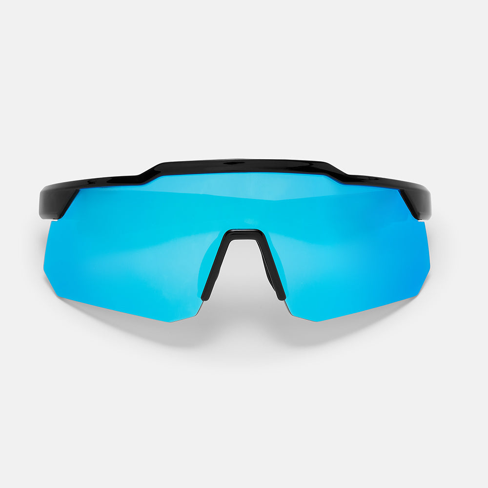 Apex Sunglasses -  Shiny Black/Ice Blue Mirror Lens