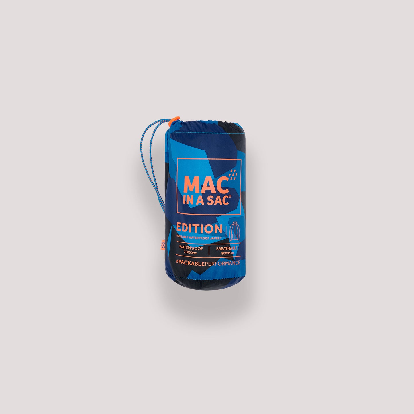 Origin Packable Waterproof Jacket -  Blue Camo Tonal Zip