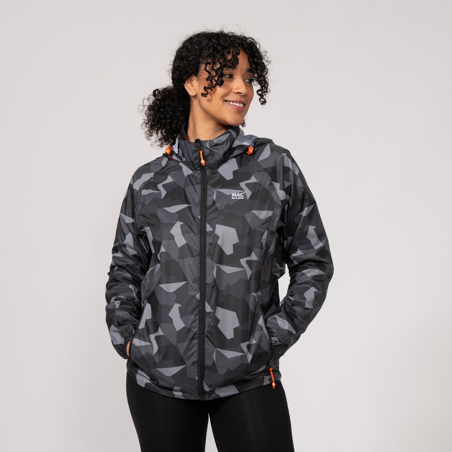 Origin Packable Waterproof Jacket - Black Camo Tonal Zip