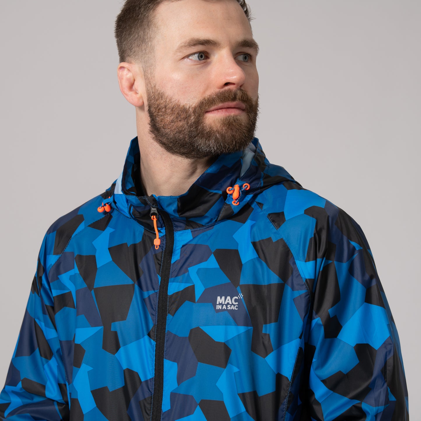 Origin Packable Waterproof Jacket -  Blue Camo Tonal Zip