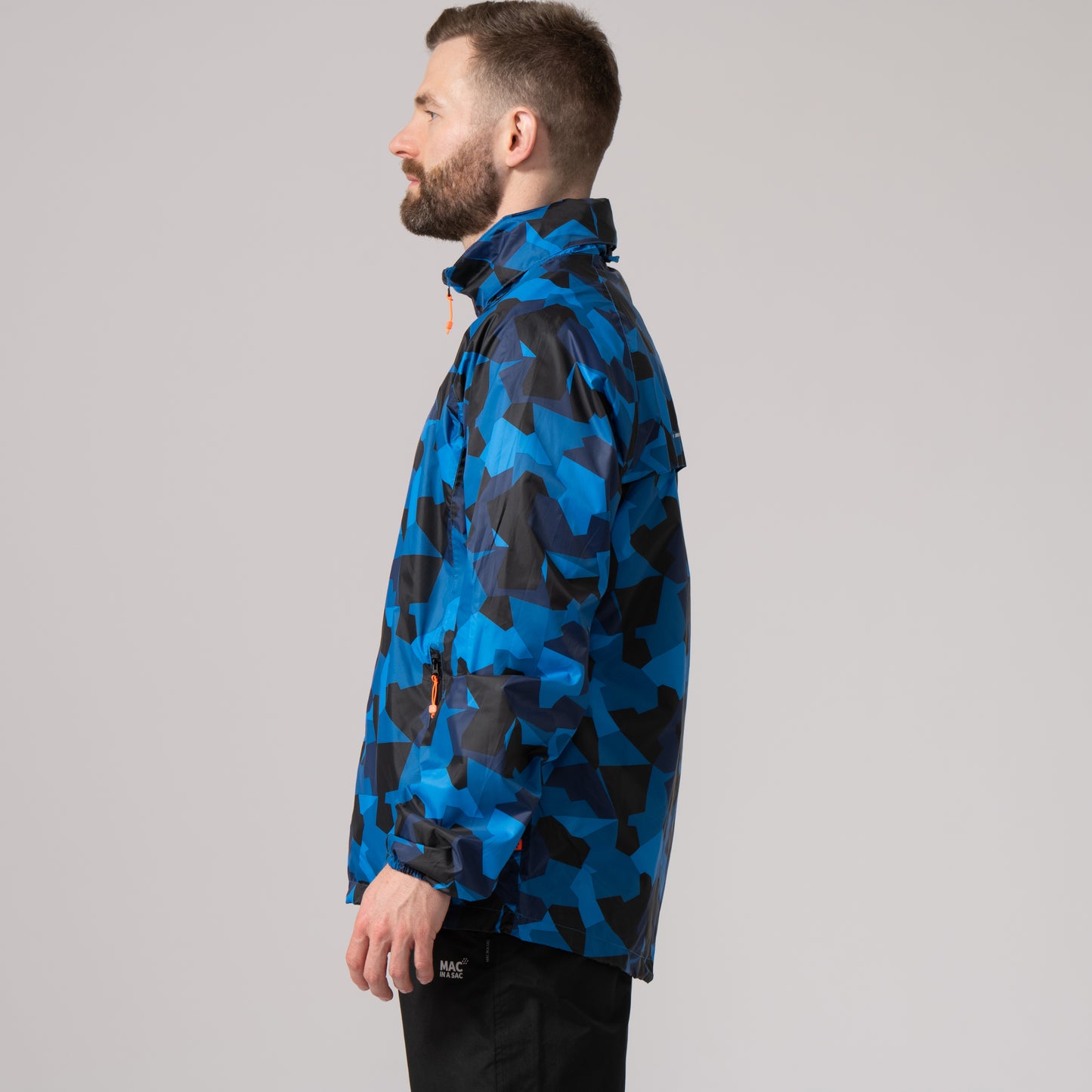 Origin Packable Waterproof Jacket -  Blue Camo Tonal Zip
