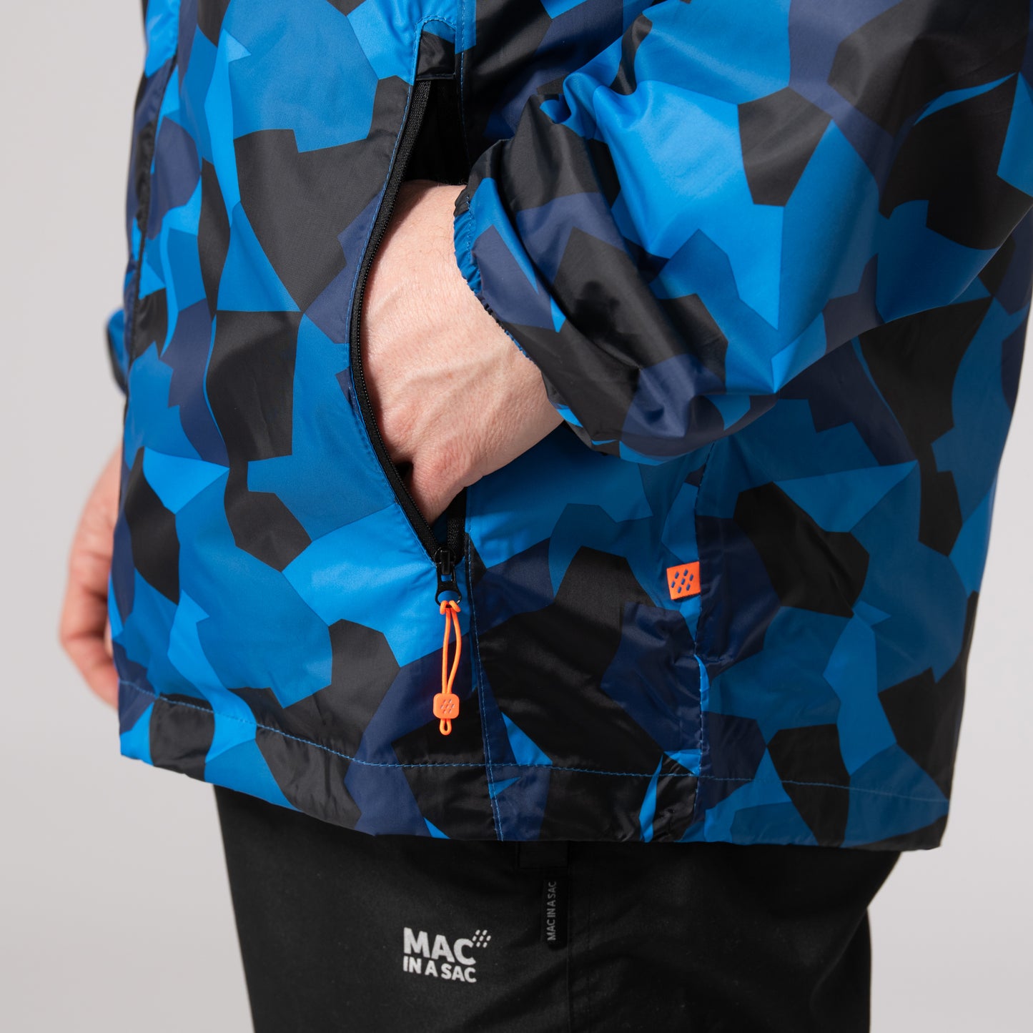 Origin Packable Waterproof Jacket -  Blue Camo Tonal Zip