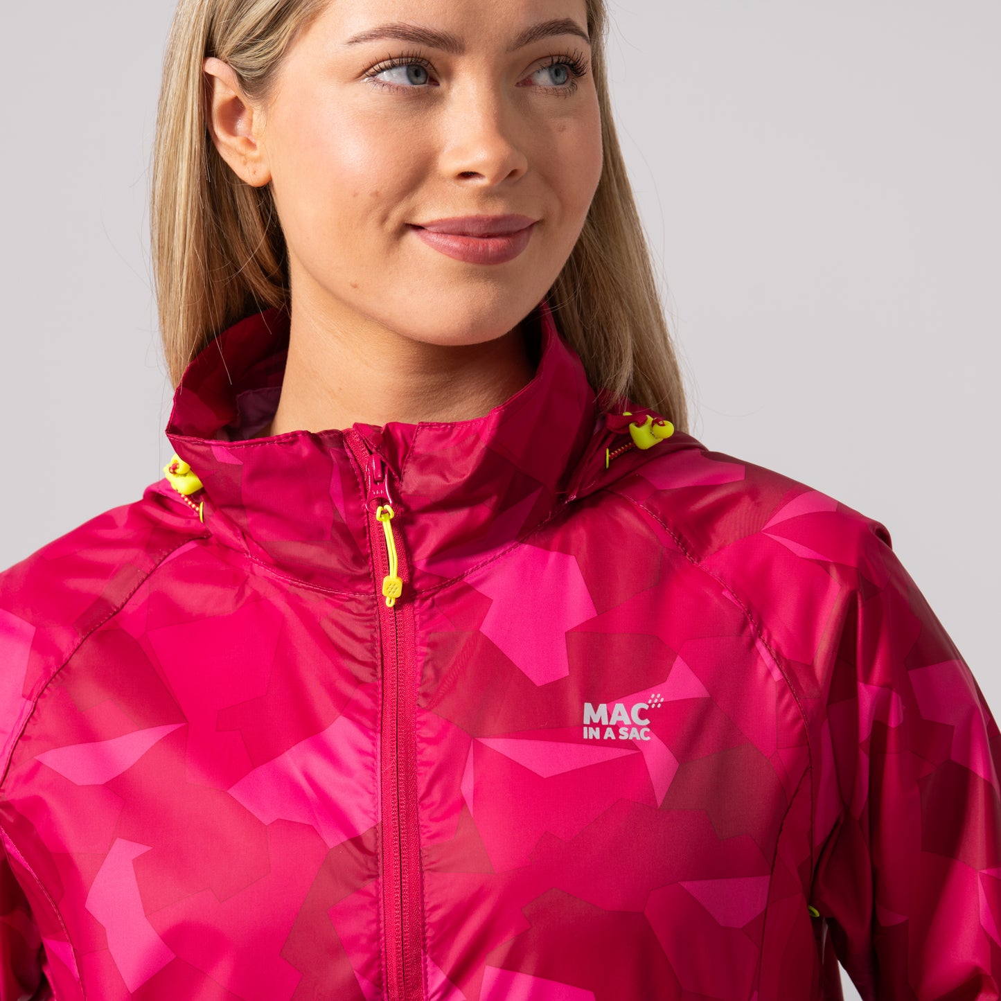 Origin Packable Waterproof Jacket - Pink Camo Tonal Zip