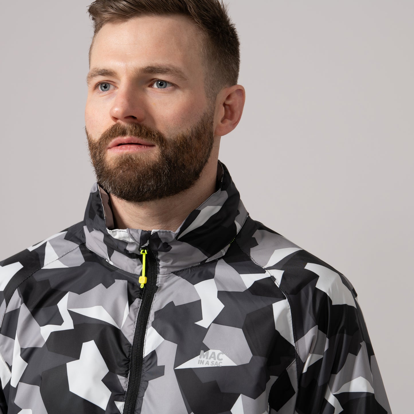 Origin Packable Waterproof Jacket - White Camo Tonal Zip
