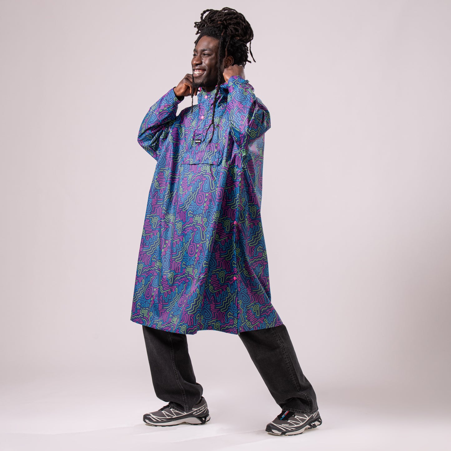 Poncho  Packable Waterproof Cape - Neon Jazz