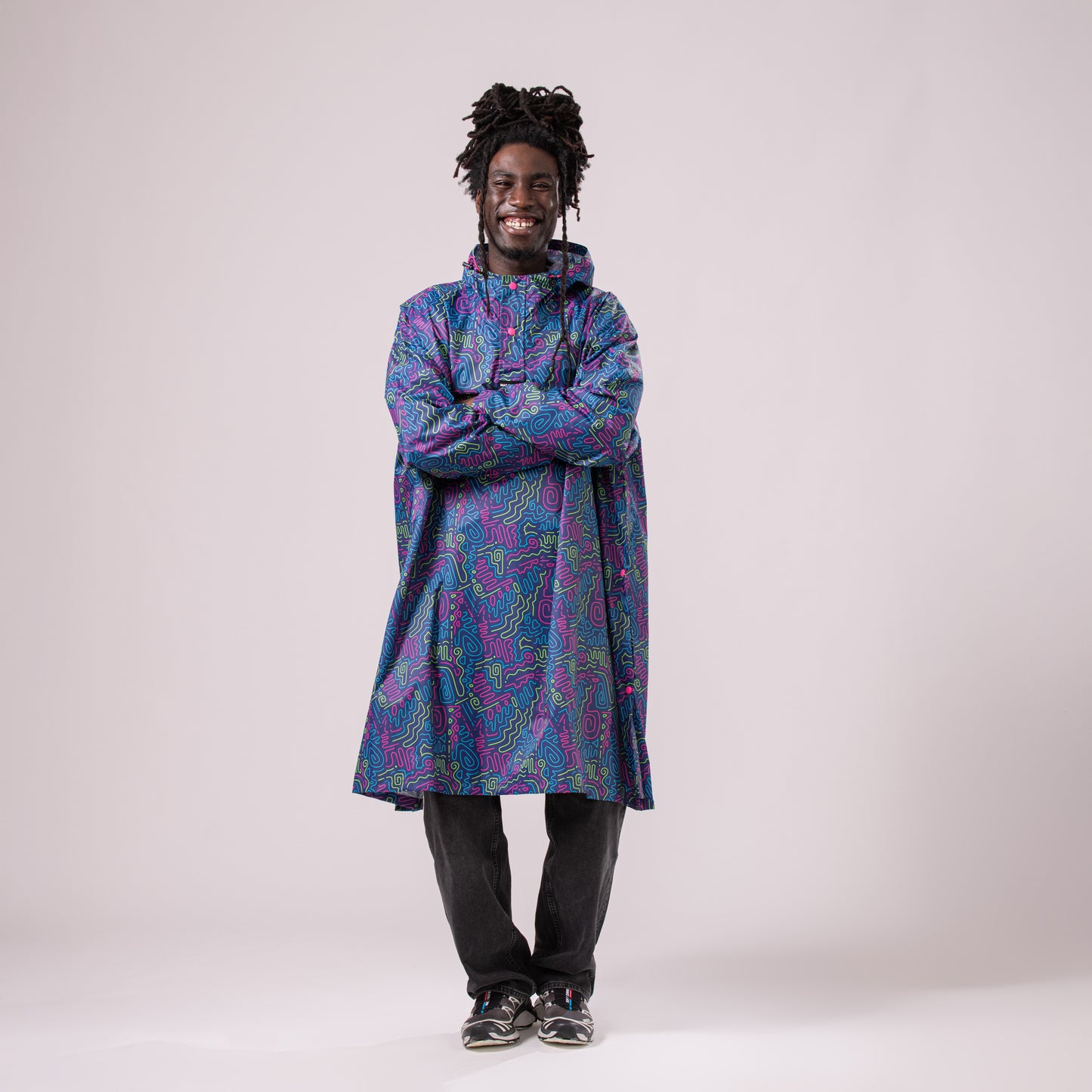 Poncho  Packable Waterproof Cape - Neon Jazz