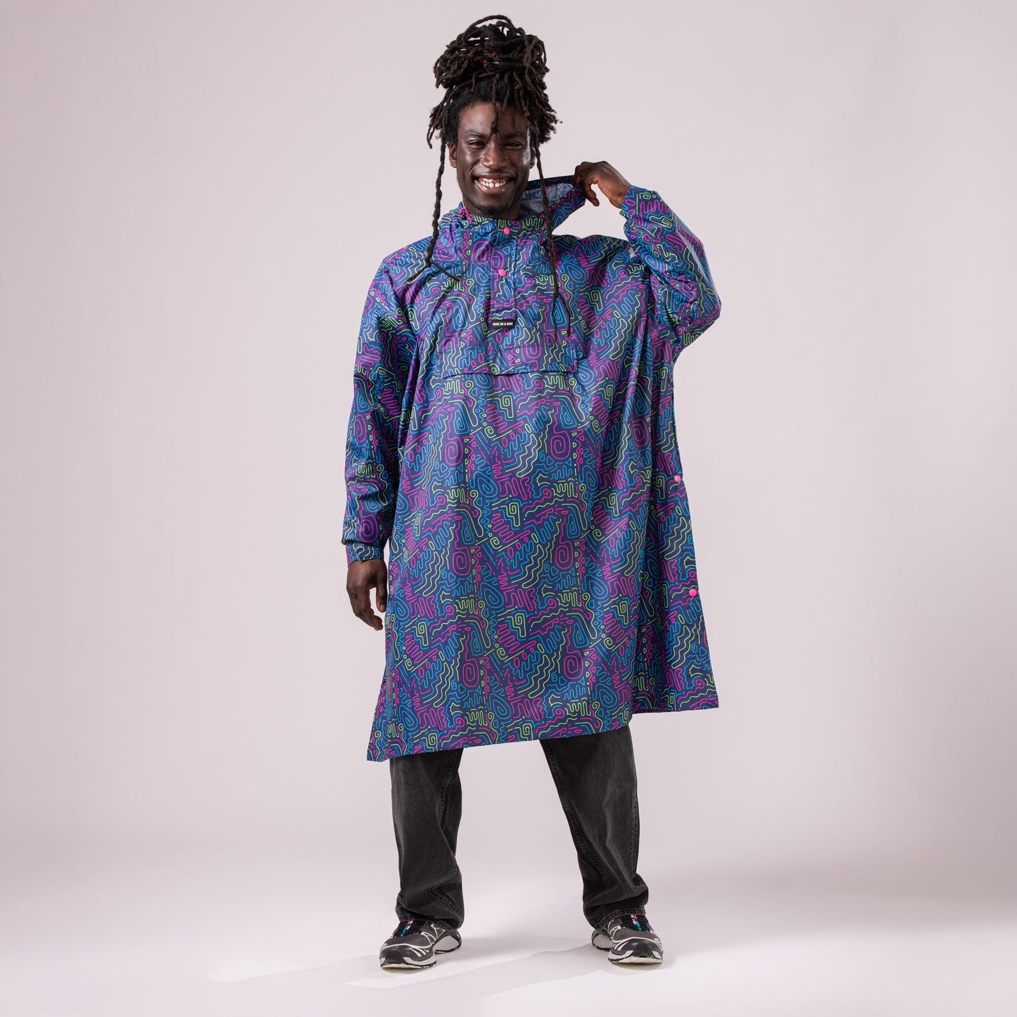 Poncho  Packable Waterproof Cape - Neon Jazz