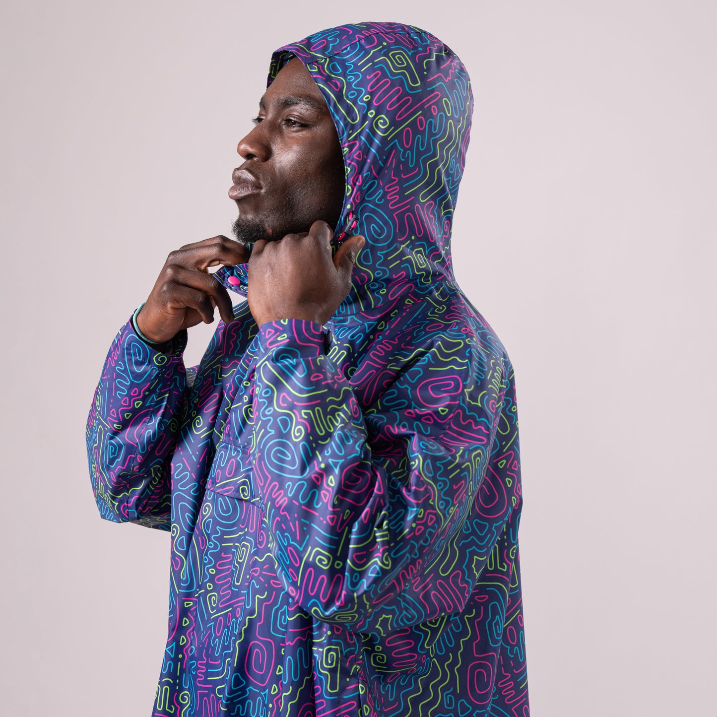Poncho  Packable Waterproof Cape - Neon Jazz