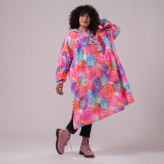 Poncho Packable Waterproof Cape - Tie Dye