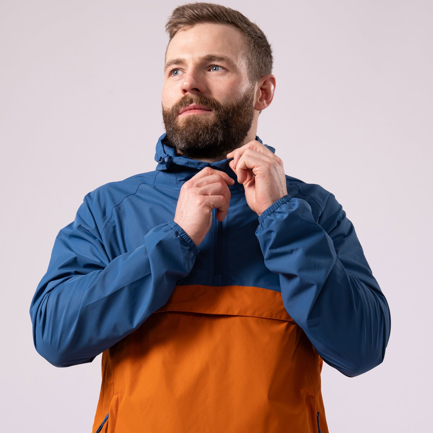 Nomad - Waterproof Half-Zip Jacket - Blue Burnt Orange