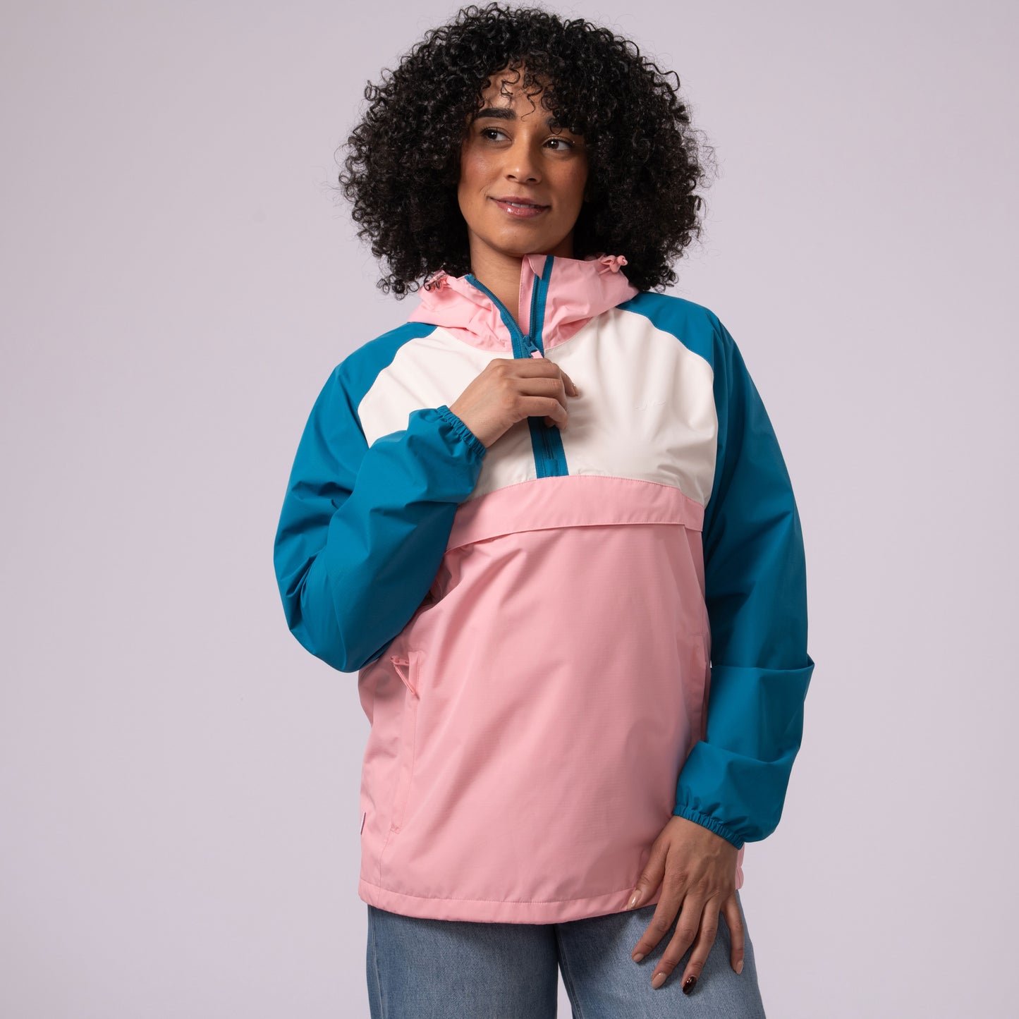 Nomad - Waterproof Half-Zip Jacket - Teal Pink