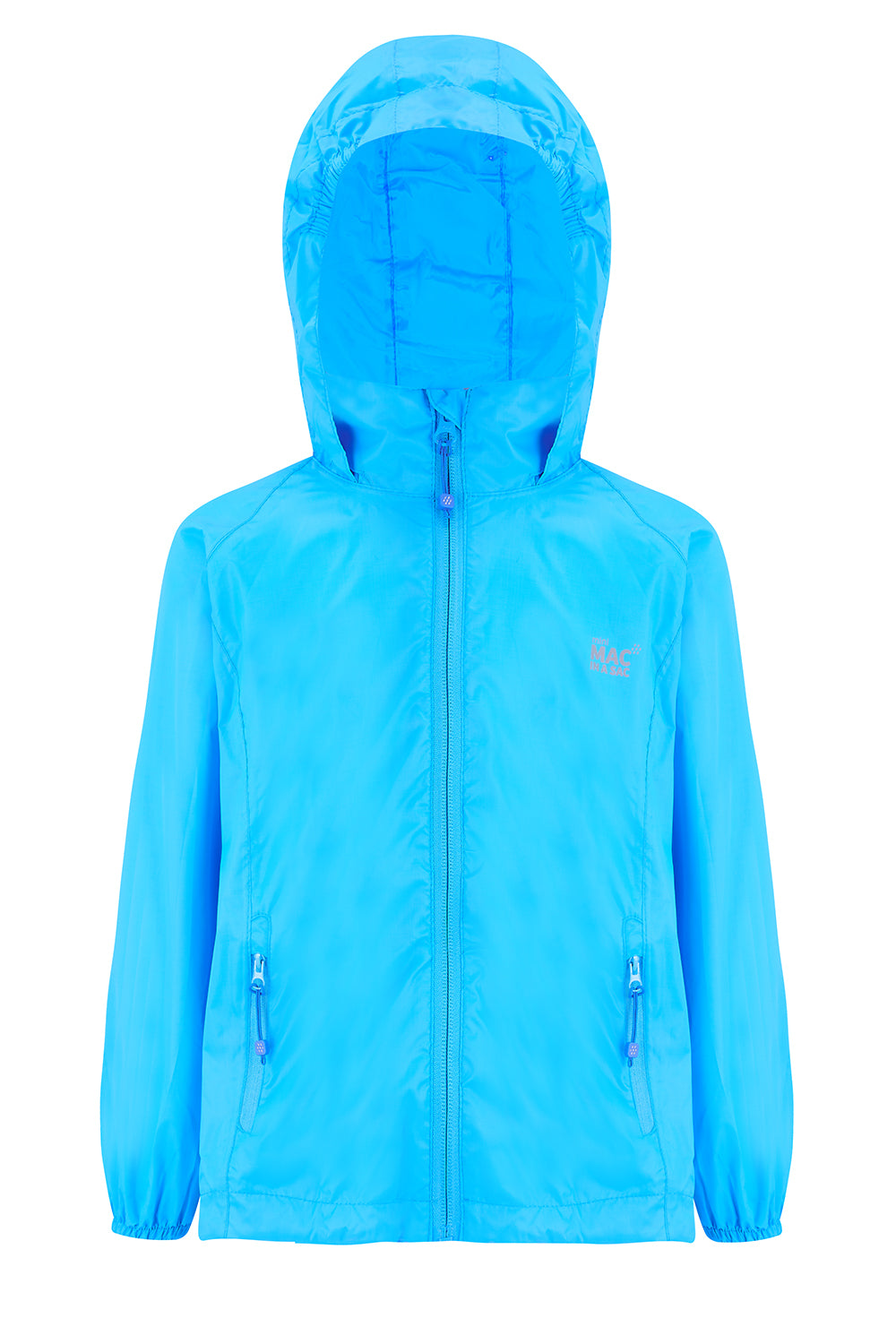 Origin Mini Packable Waterproof Kids Jacket - Neon Blue Tonal Zip
