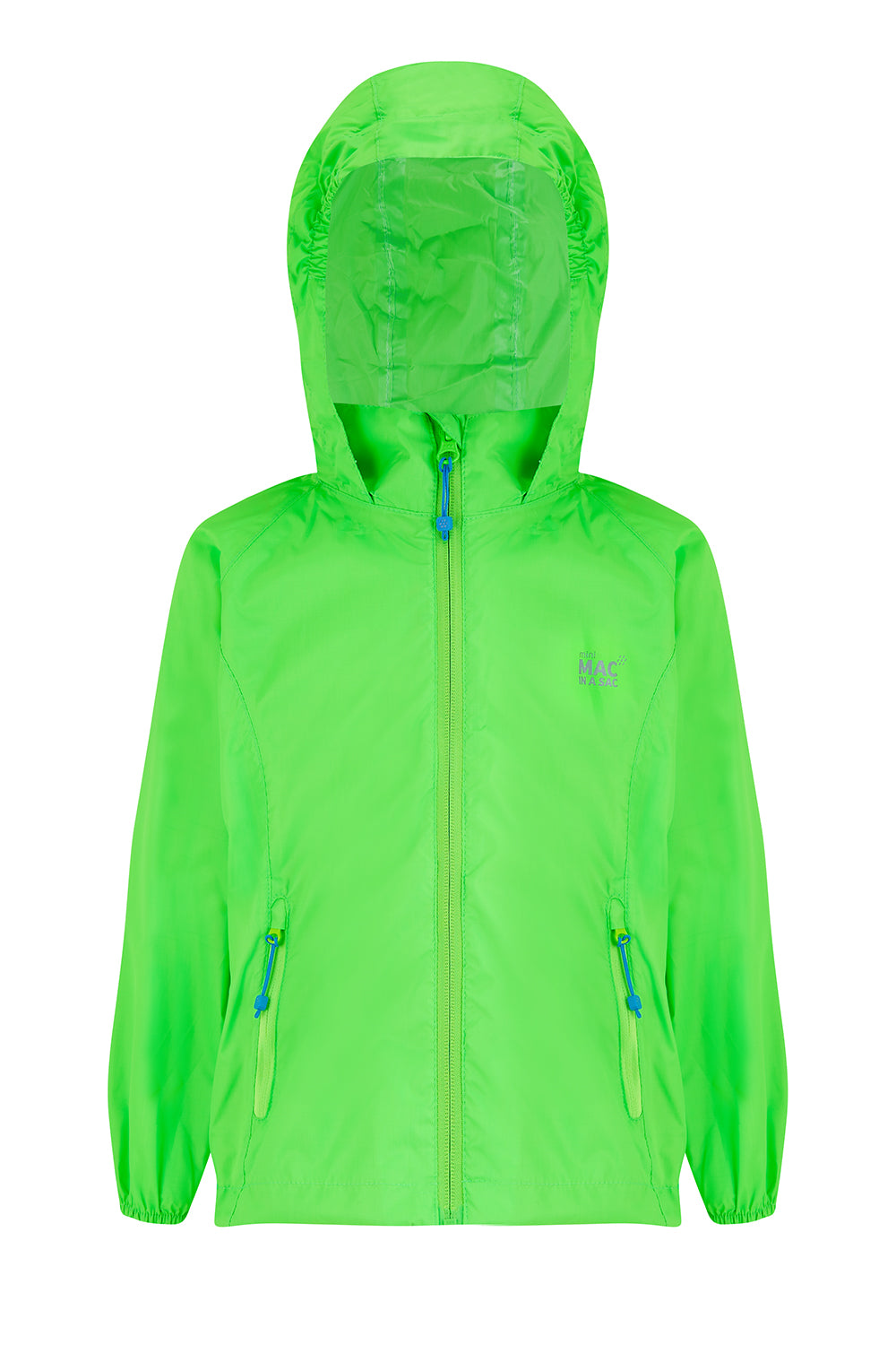 Origin Mini Packable Waterproof Kids Jacket - Neon Green Tonal Zip