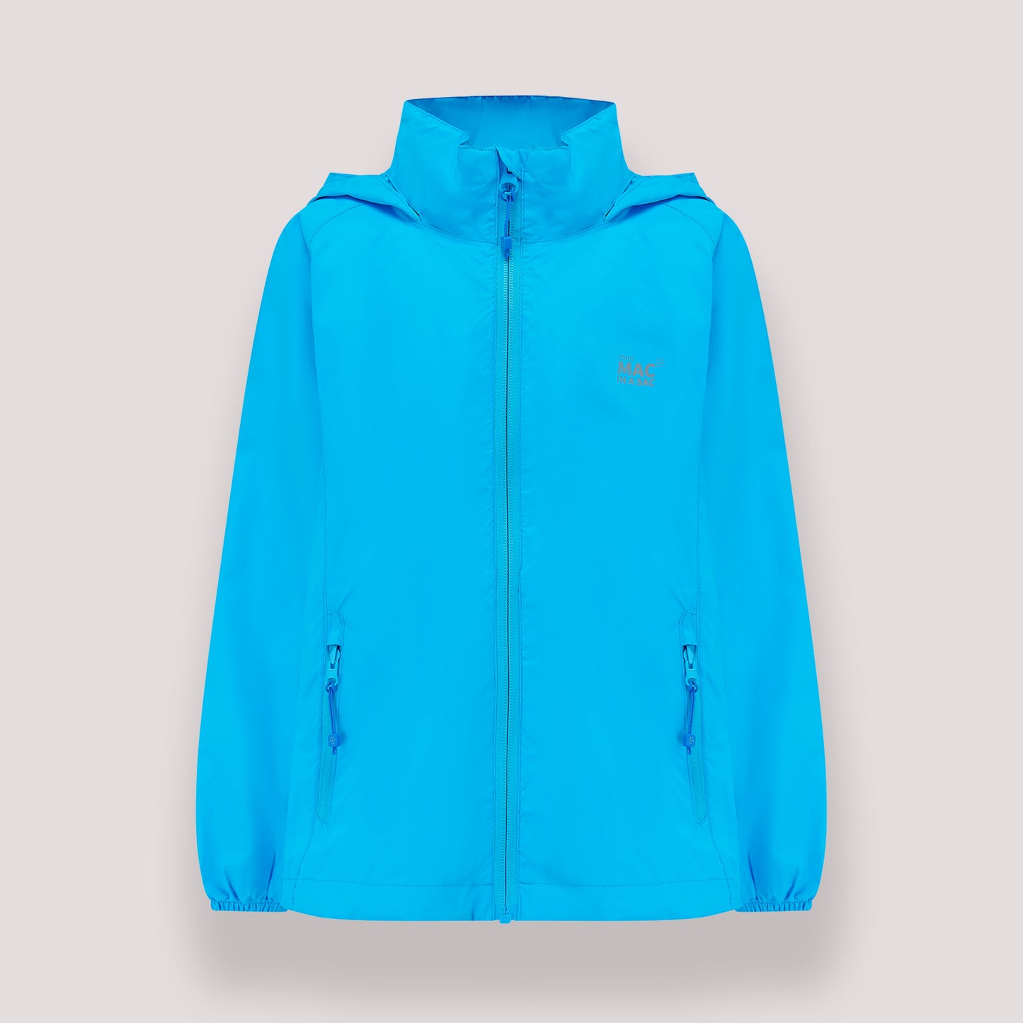 Origin Mini Packable Waterproof Kids Jacket - Neon Blue Tonal Zip