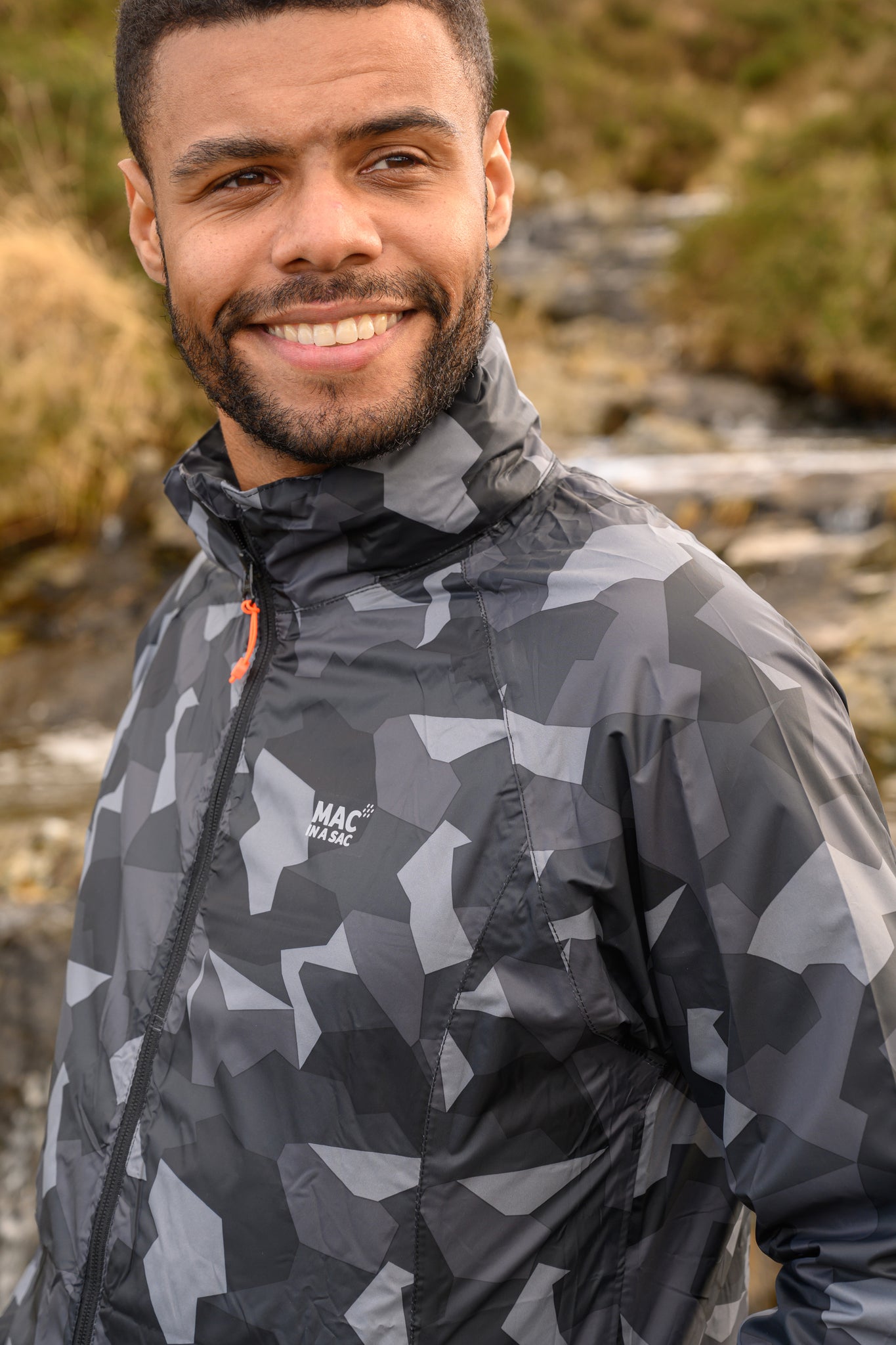 Origin Packable Waterproof Jacket - Black Camo