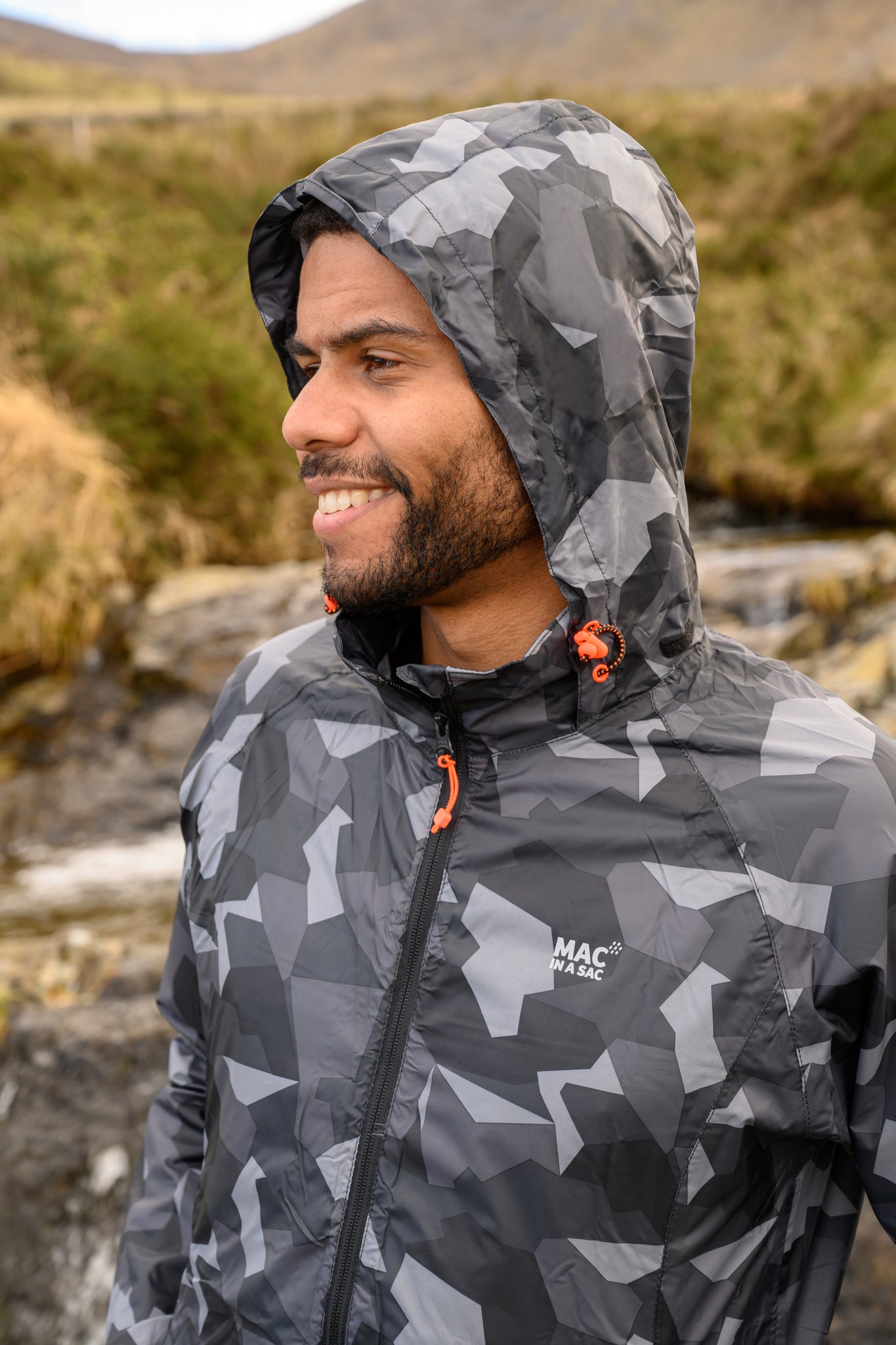 Origin Packable Waterproof Jacket - Black Camo