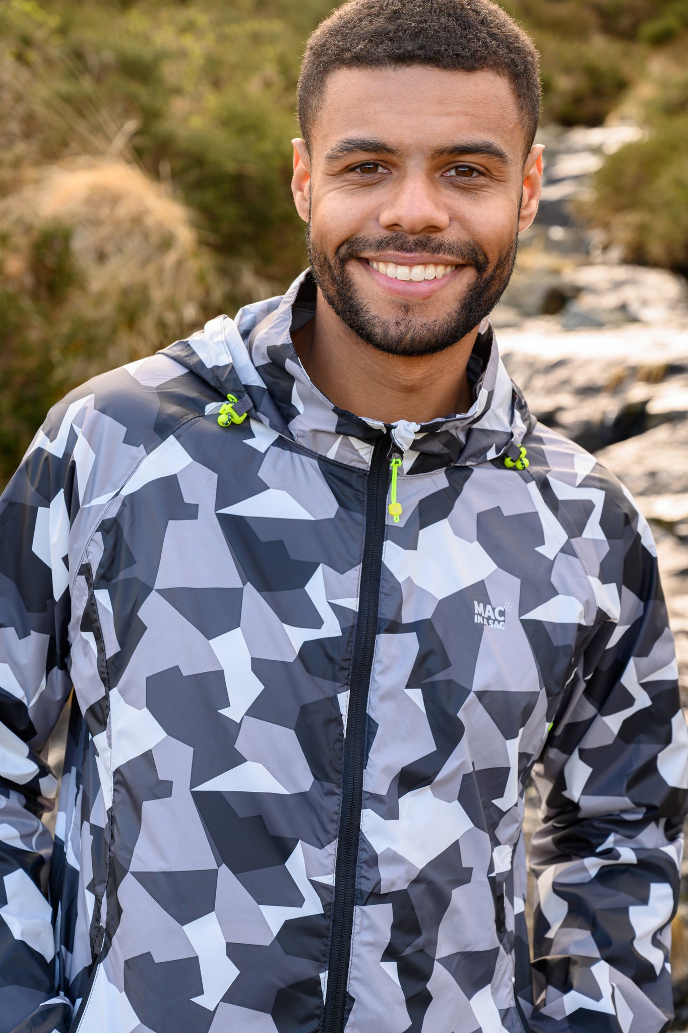 Origin Packable Waterproof Jacket - White Camo Tonal Zip