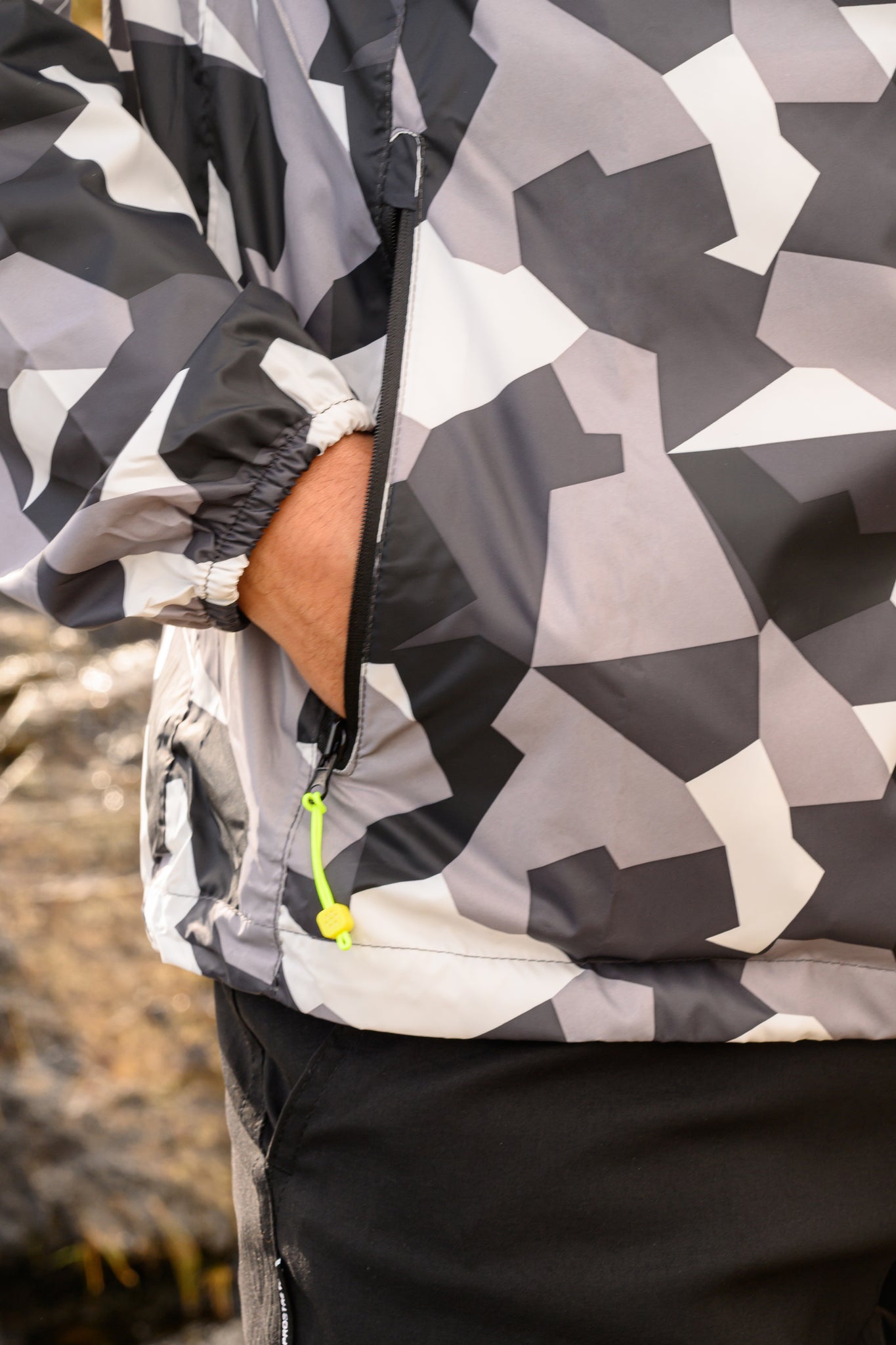 Origin Packable Waterproof Jacket - White Camo Tonal Zip