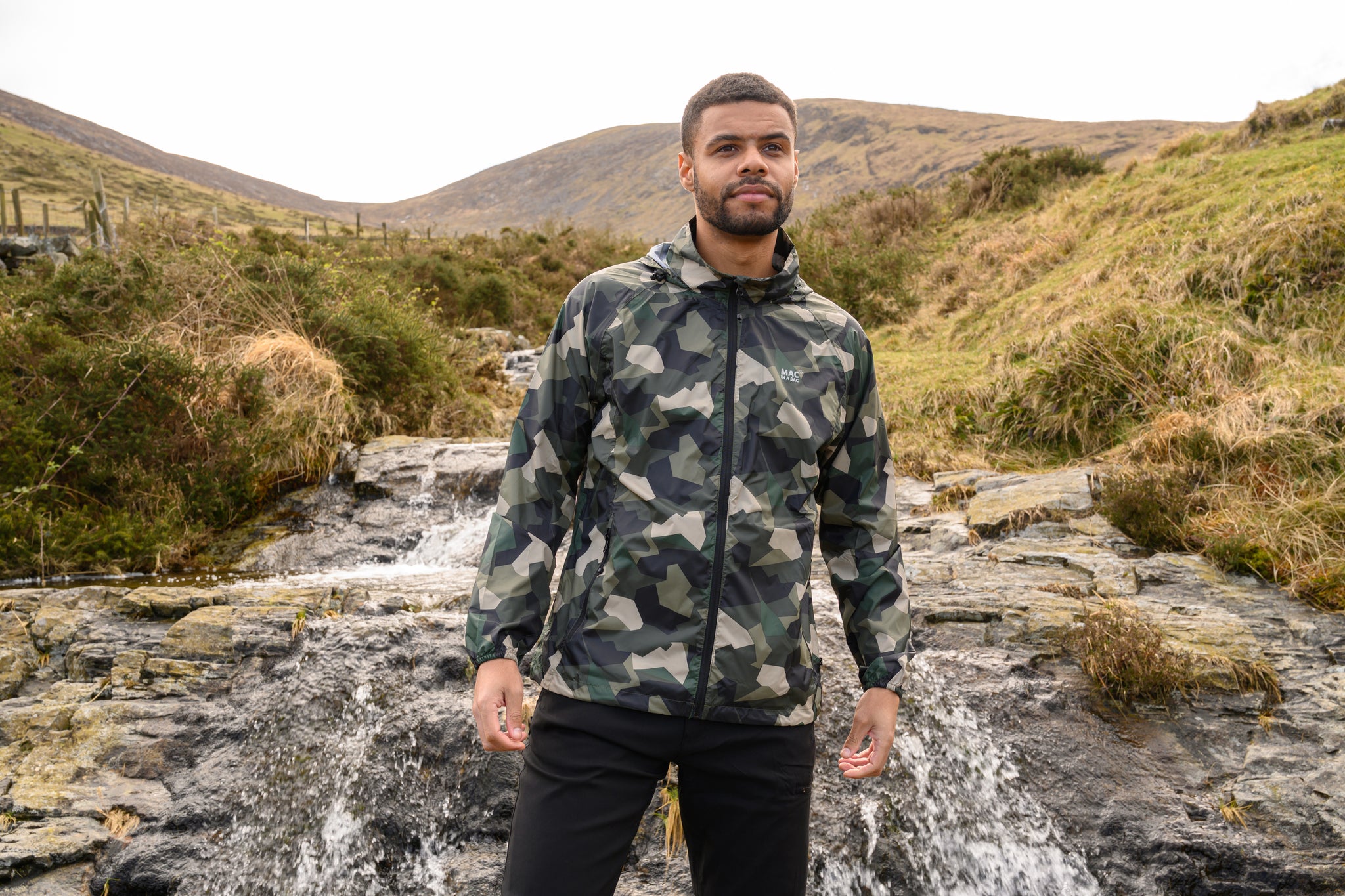 Origin Packable Waterproof Jacket - Green Camo