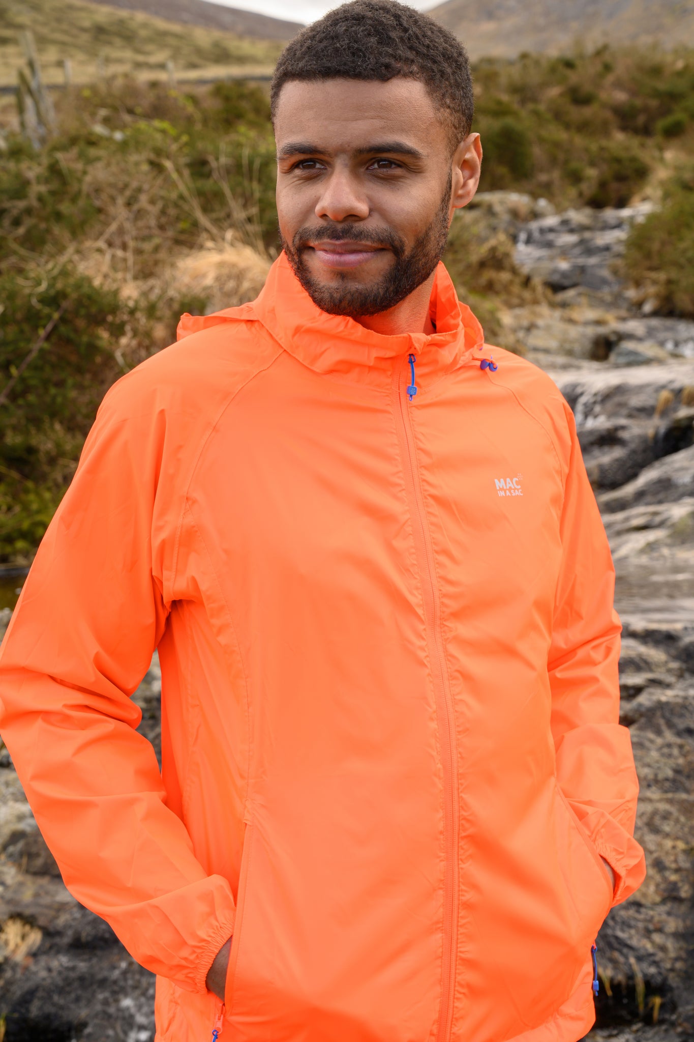 Origin Packable Waterproof Jacket - Neon Orange Tonal Zip