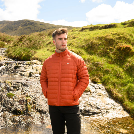Polar - Packable Men's Down Jacket - Burnt Orange Grey
