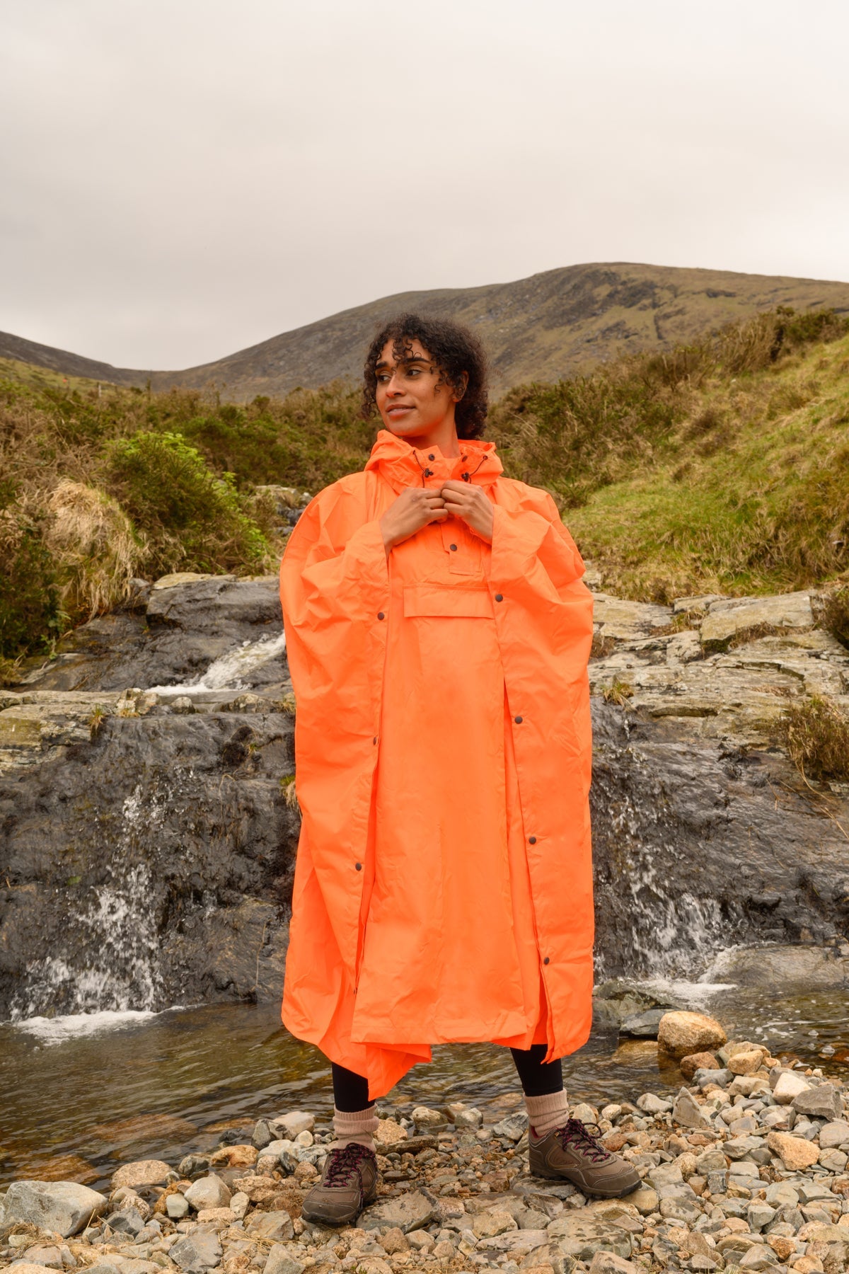 Poncho Packable Waterproof Cape - Neon Orange