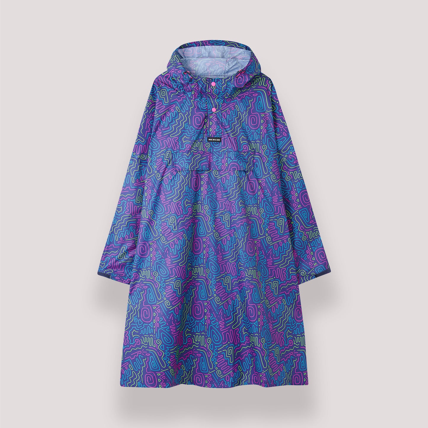 Poncho  Packable Waterproof Cape - Neon Jazz