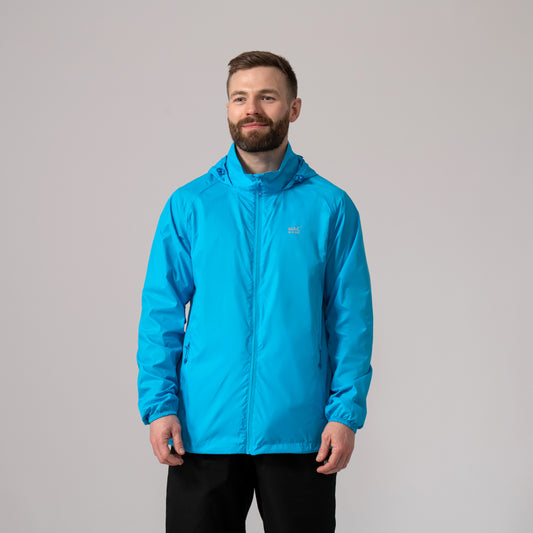 Origin Packable Waterproof Jacket - Neon Blue Tonal Zip