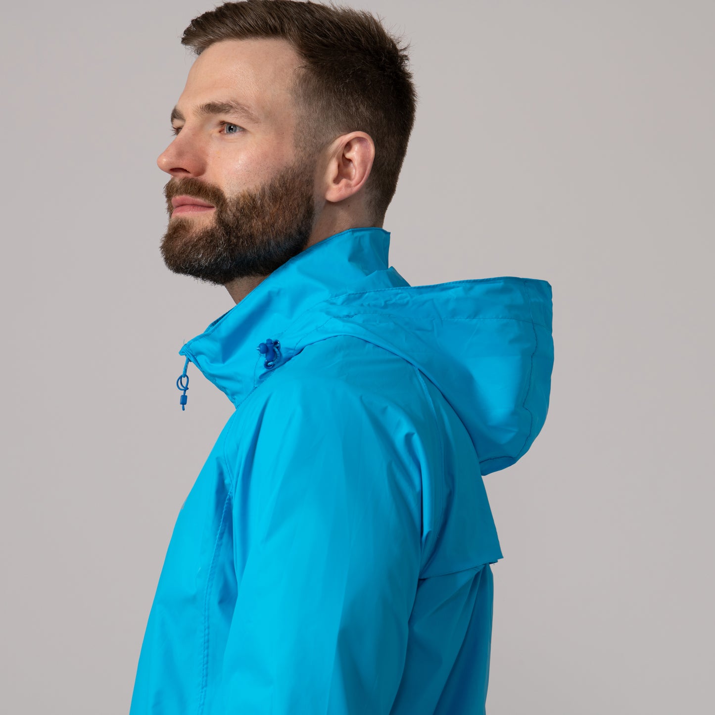 Origin Packable Waterproof Jacket - Neon Blue Tonal Zip